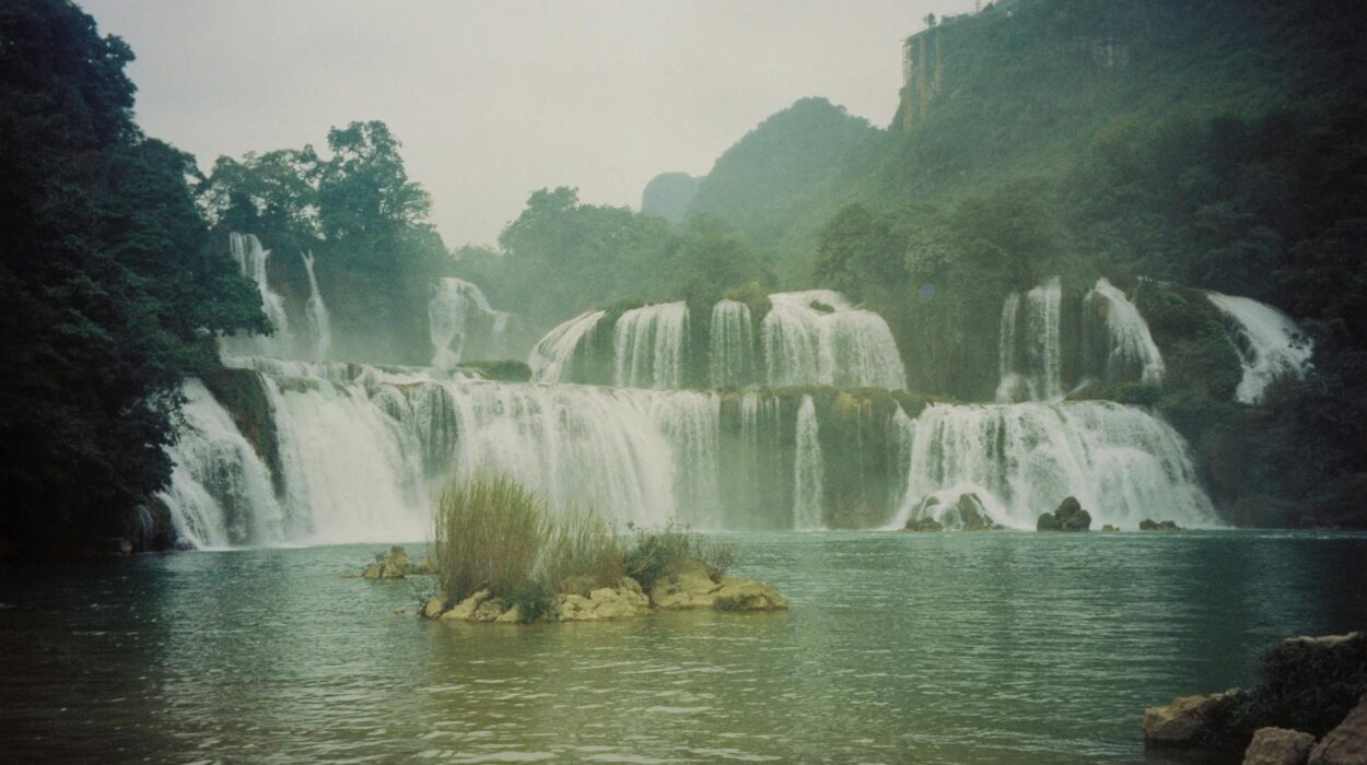 Cascades of Ban Gioc Waterfall at Ba Be Lake in Vietnam
