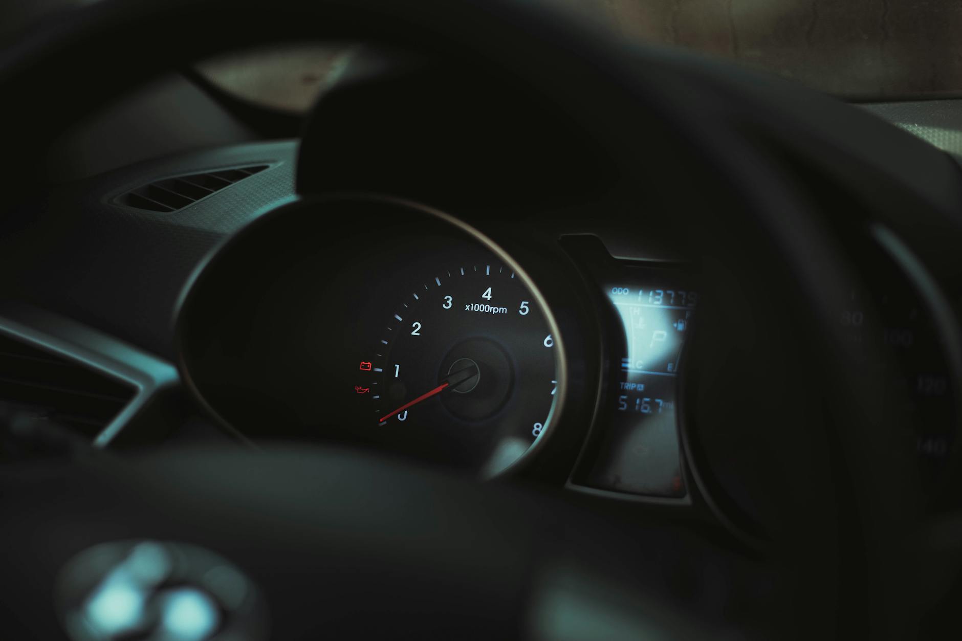 Photo of a Car Rev Counter and a Odometr